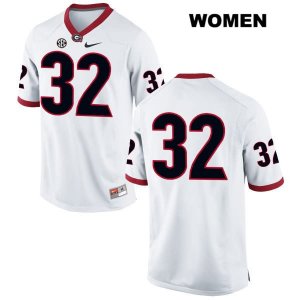 Women's Georgia Bulldogs NCAA #32 Monty Rice Nike Stitched White Authentic No Name College Football Jersey AYS2054YH
